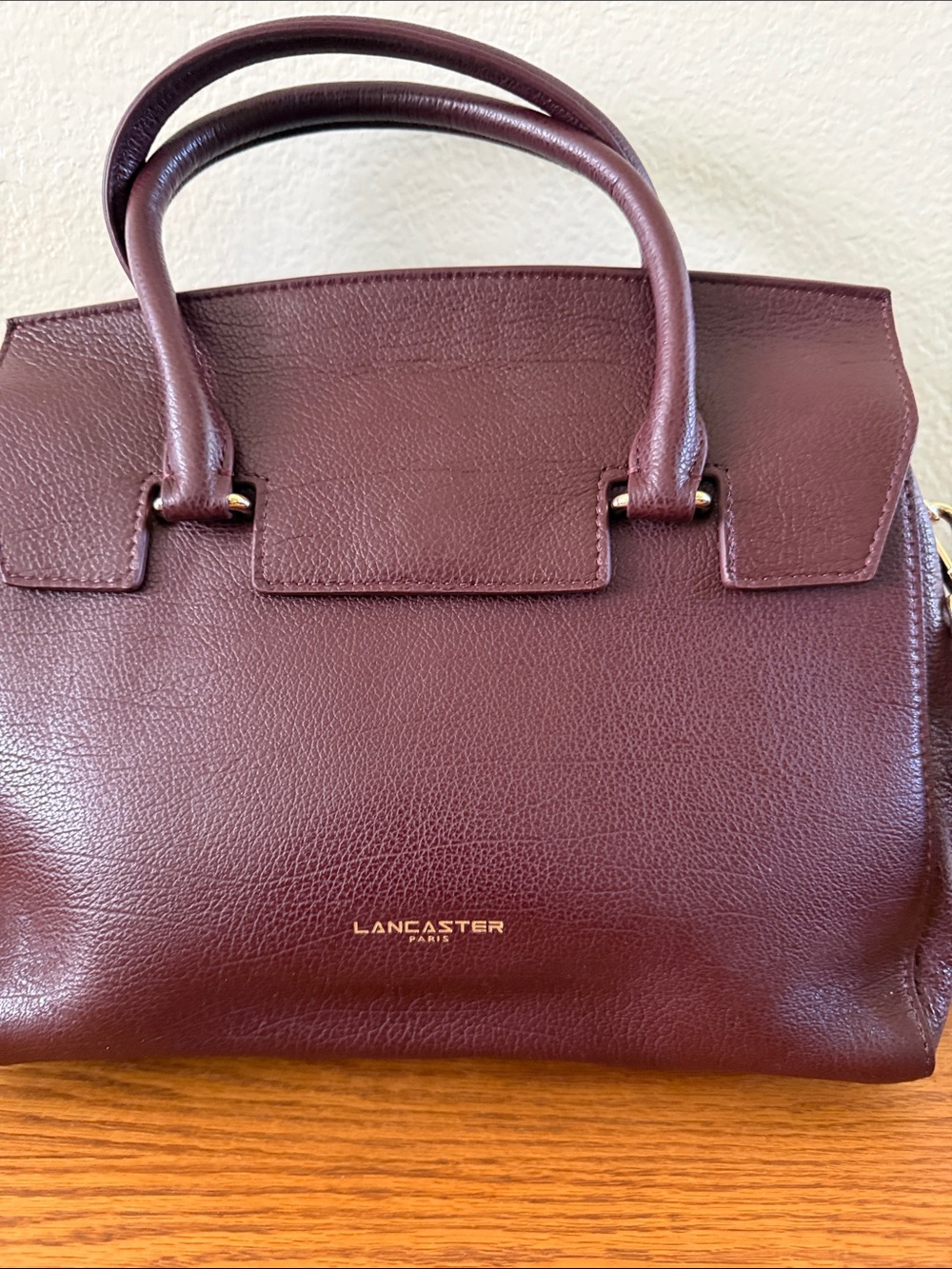 Lancaster Camélia Leather Cabas Handbag Bordeaux color